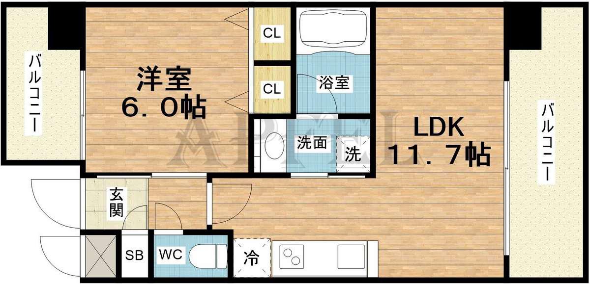 PHOERME城北公園(1LDK/8階)の間取り写真