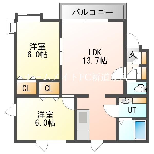 ソルトケープ(2LDK/1階)の間取り写真