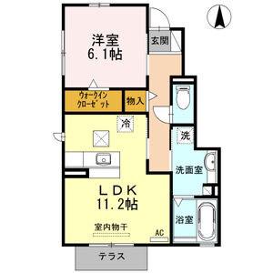 ルミエール(1LDK/1階)の間取り写真