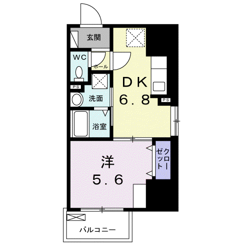 E.ステージ 新御徒町(1DK/7階)の間取り写真