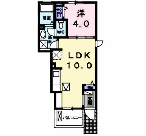 ジャン ノーブルE(1LDK/1階)の間取り写真