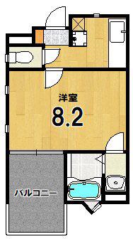 ヴィエント北白川(1K/2階)の間取り写真