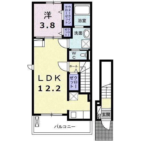ココ・クレール(1LDK/2階)の間取り写真
