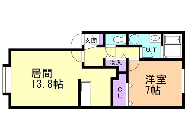 ヴァンベール中島(1LDK/2階)の間取り写真