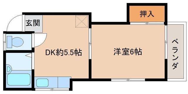 コーポ秋山(1DK/2階)の間取り写真