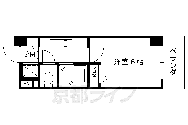 なかよしマンション四条大宮(1K/4階)の間取り写真