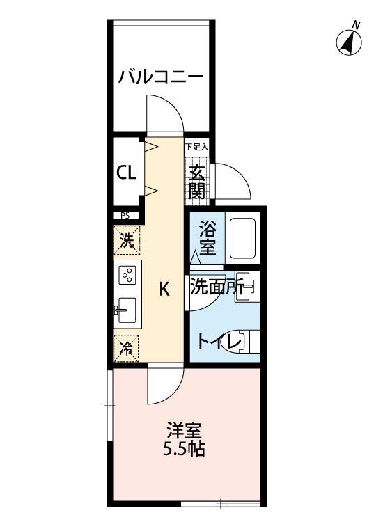 FLEUR CHIBA (1K/1階)の間取り写真