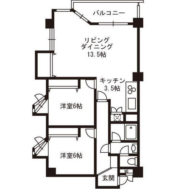 インペリアル常盤松(2LDK/2階)の間取り写真