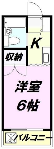 ファミール北野B(1K/2階)の間取り写真