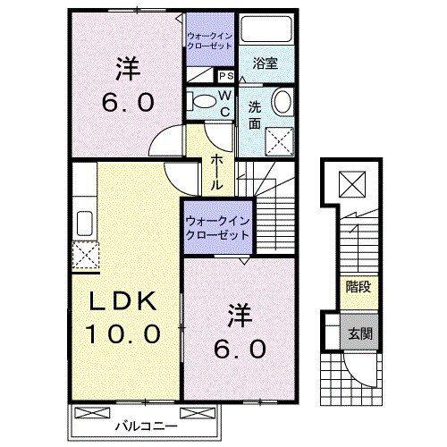 サンリット悠(2LDK/2階)の間取り写真