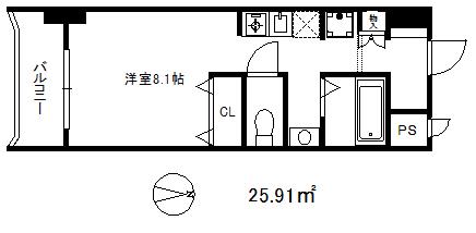 オーゼットパレス(1K/2階)の間取り写真