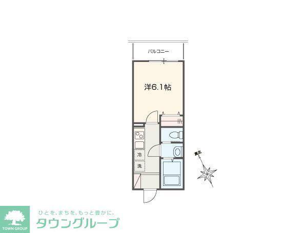MELLAS相模原II(1K/3階)の間取り写真