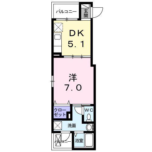 ルーチェ磯子(1DK/2階)の間取り写真