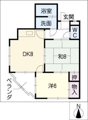 メゾン雅(2DK/4階)の間取り写真