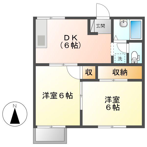 プレジュール須々木(2DK/2階)の間取り写真