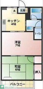 メゾンクリーン(2DK/2階)の間取り写真