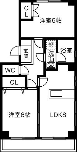 グラシオン(2LDK/2階)の間取り写真