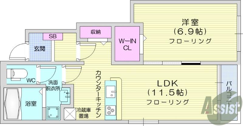 グランドメゾン(1LDK/1階)の間取り写真