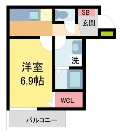コートドール逆瀬川(1K/1階)の間取り写真