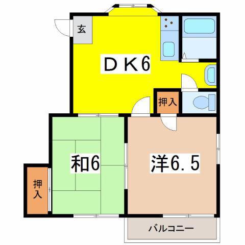 エクセル三国(2DK/1階)の間取り写真