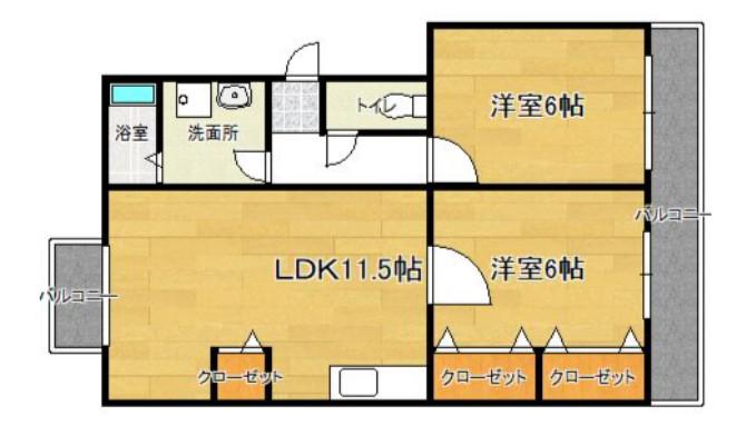 高嶋ハイツ(2LDK/1階)の間取り写真