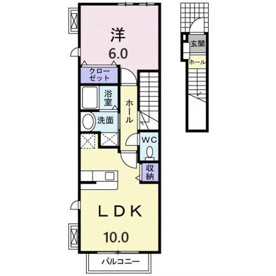 クレメント(1LDK/2階)の間取り写真
