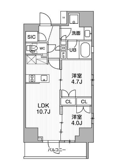 グランエール西日暮里ノース(2LDK/5階)の間取り写真