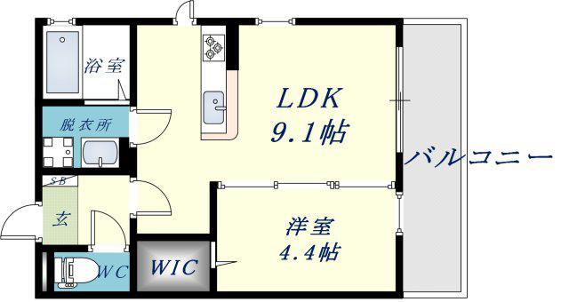 ええいろ(1LDK/3階)の間取り写真