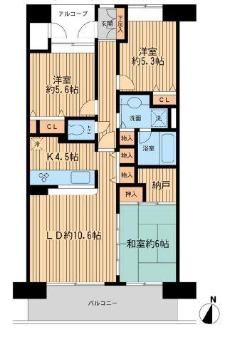 アソシエール溝の口(3LDK/3階)の間取り写真