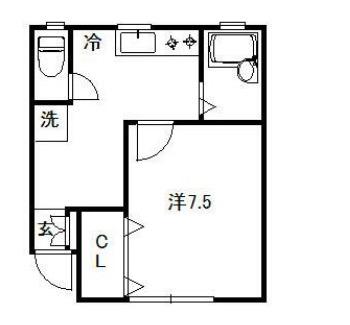 コーポボク(1K/1階)の間取り写真