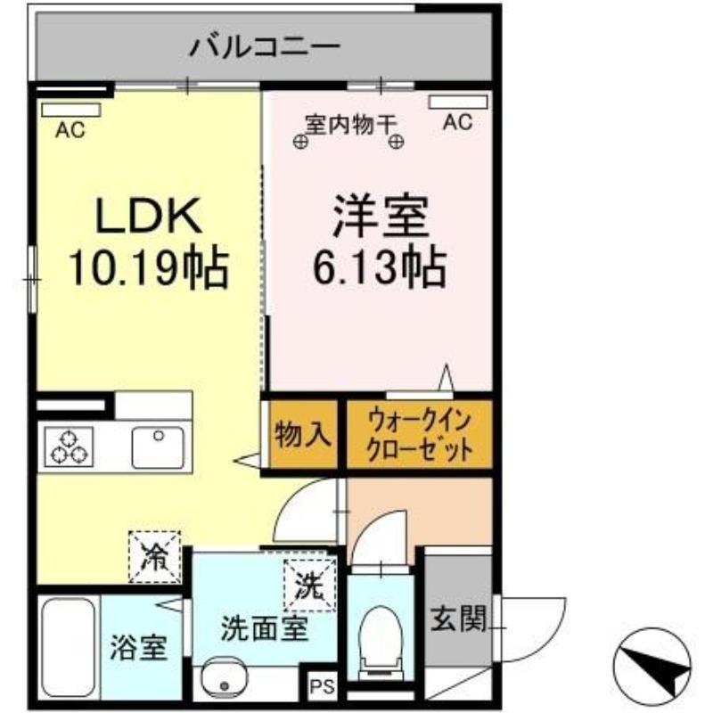 コンフォート下小鳥(1LDK/2階)の間取り写真