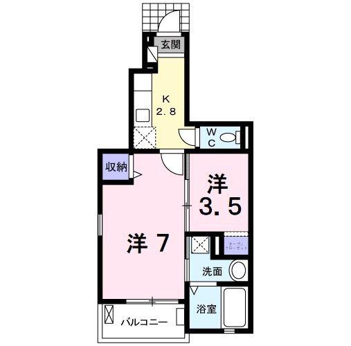 ハイツ・JIN 住吉II(2K/1階)の間取り写真