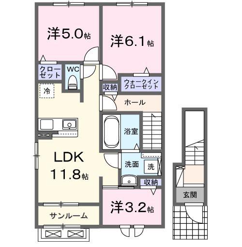 コリーヌ久住VI(3LDK/2階)の間取り写真