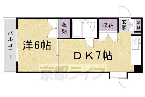 第2リビング家紋(1DK/4階)の間取り写真
