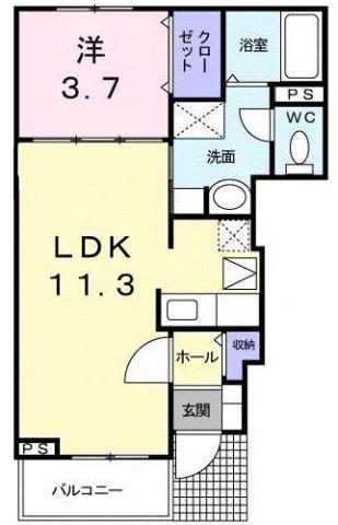 ベル・ベージュ(1LDK/1階)の間取り写真