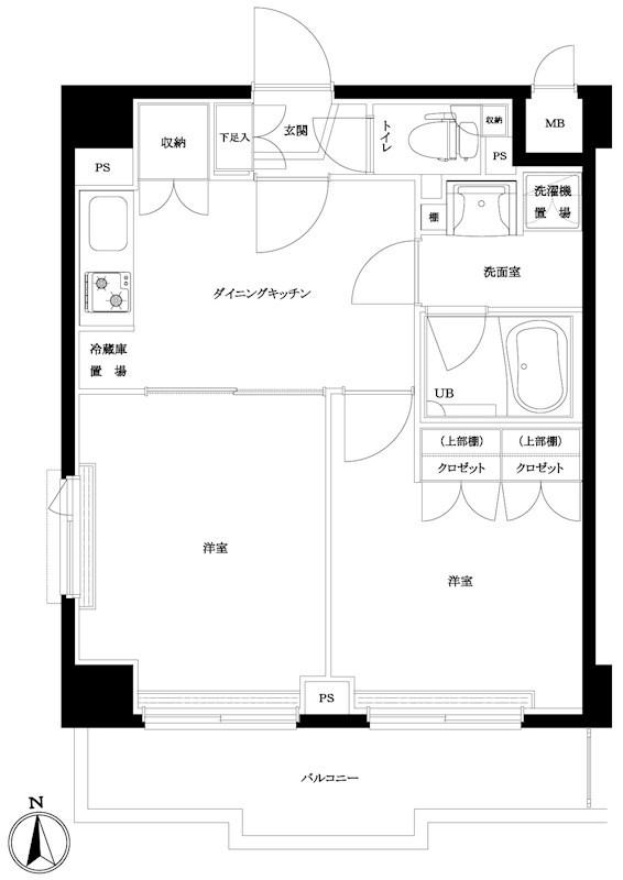 ルーブル大鳥居六番館(2DK/2階)の間取り写真