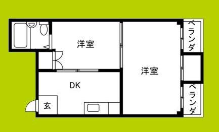 第一東洋ハイツ(2DK/5階)の間取り写真