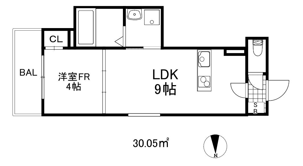アクシアシティ神戸松原(1LDK/1階)の間取り写真