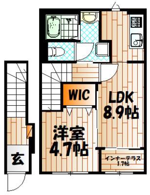 ターナリー熊谷(1LDK/2階)の間取り写真