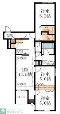 I・S・O NAKAYAMA(3LDK/2階)の間取り写真