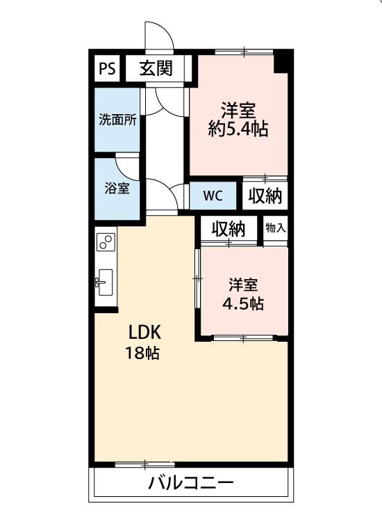 パークサイドNON・NO(2LDK/1階)の間取り写真