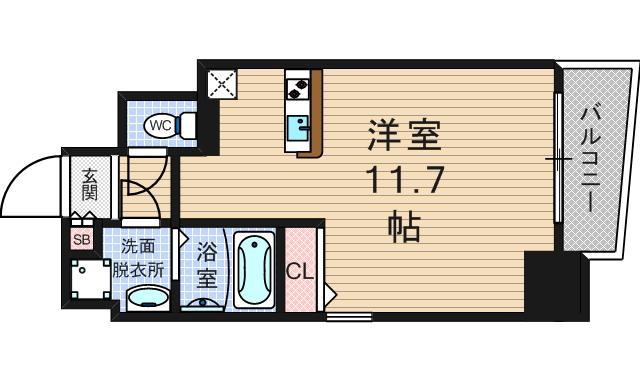 アクアプレイス南堀江(ワンルーム/9階)の間取り写真