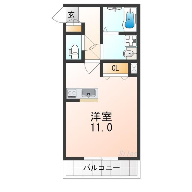 ジーメゾン石津(ワンルーム/1階)の間取り写真