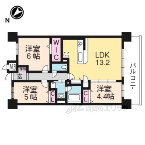 クリスタ京都(3LDK/4階)の間取り写真