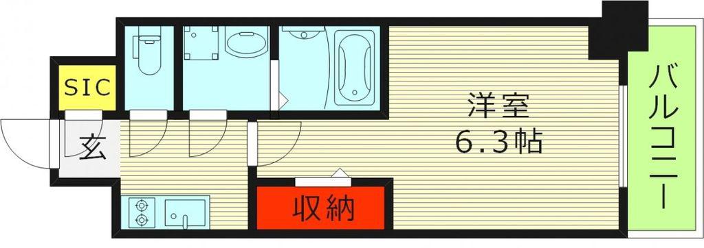 ファーストフィオーレ京橋ブレイニー(1K/2階)の間取り写真