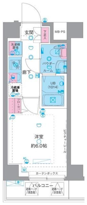 エストゥルース横浜吉野町II(1K/4階)の間取り写真