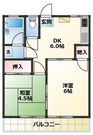 第2栄町レジデンス(2DK/3階)の間取り写真