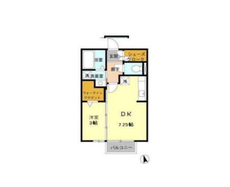 セジュールアラコ A(1DK/2階)の間取り写真