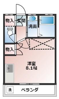 コーポ堀(ワンルーム/2階)の間取り写真
