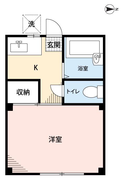 コスモハイツ八百富(1K/1階)の間取り写真